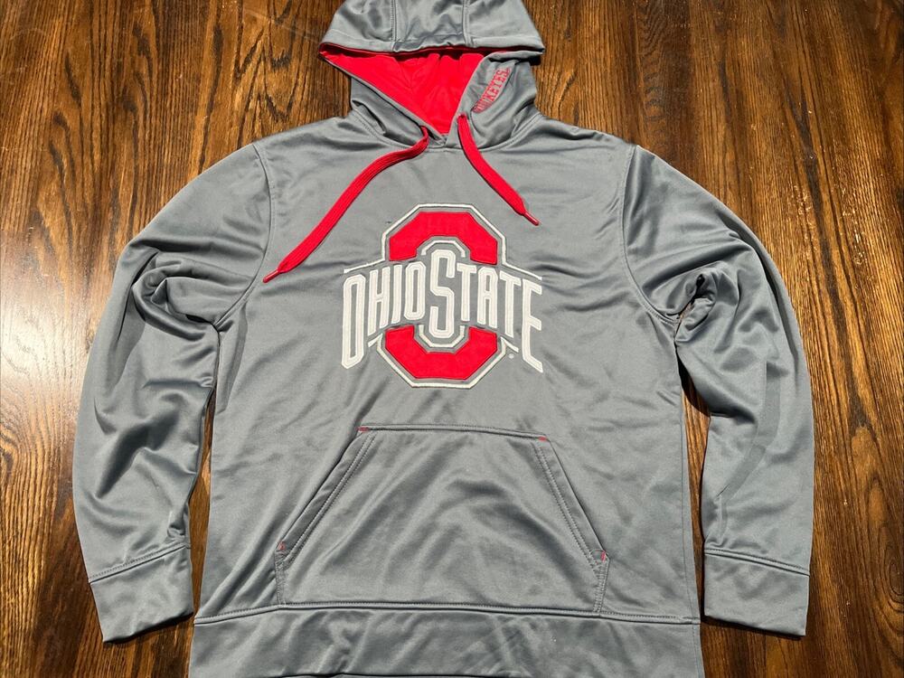 Ohio State Hoodie Mens Size Medium Sweatshirt Scarlet & Gray Drawstring